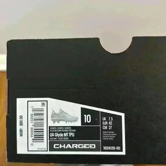 Under Armour Glyde MT TPU White Softball Cleats Women’s Size 10 New - Picture 9 of 10